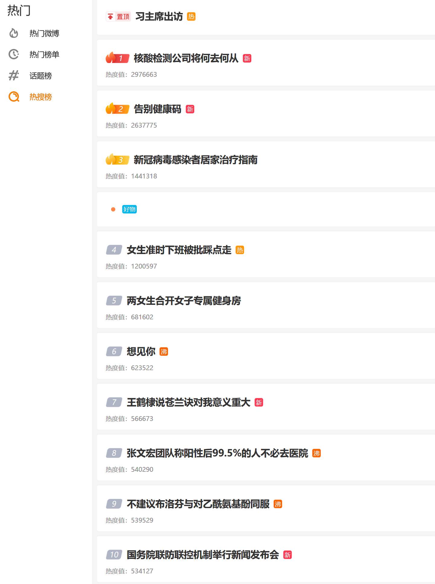 今天的 weibo 热搜很有意思啊