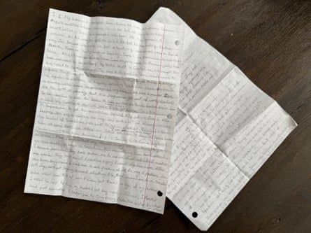 Two handwritten sheets of lined paper