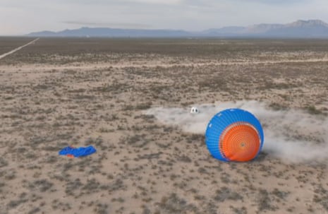 Blaue Ursprungskapsel kehrt auf die Erde zurück