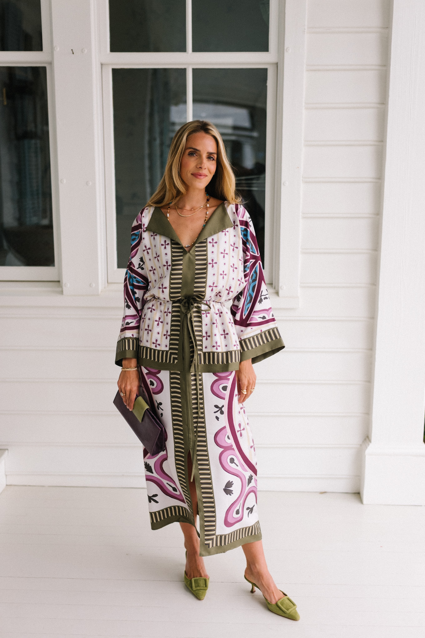 Robe midi de robe de soie verte Lila Green