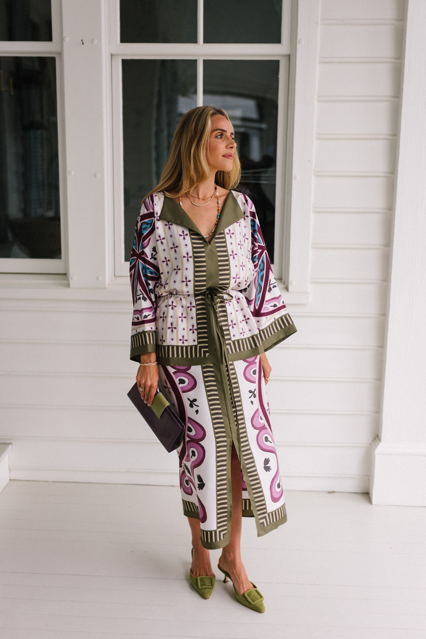 Robe midi de robe de soie verte Lila Green