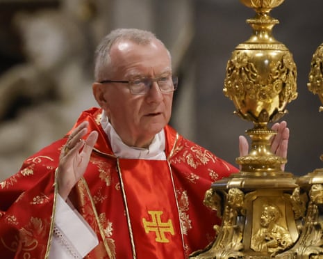 Cardinal Pietro Parolin prays during a Pro Eligendo Romano Pontifice Mass ahead of the Conclave, in which he and the other cardinal electors are called to elect a new Pope.