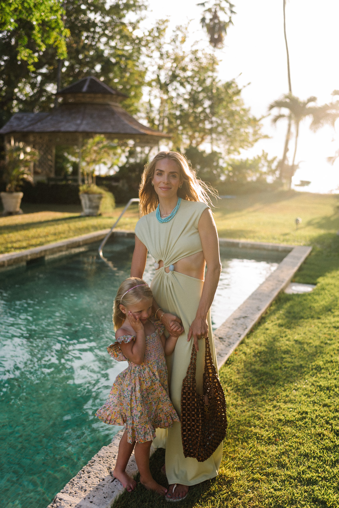 Coton vert -Maxi -Line Brown Woven Pocket Turquoise Collier