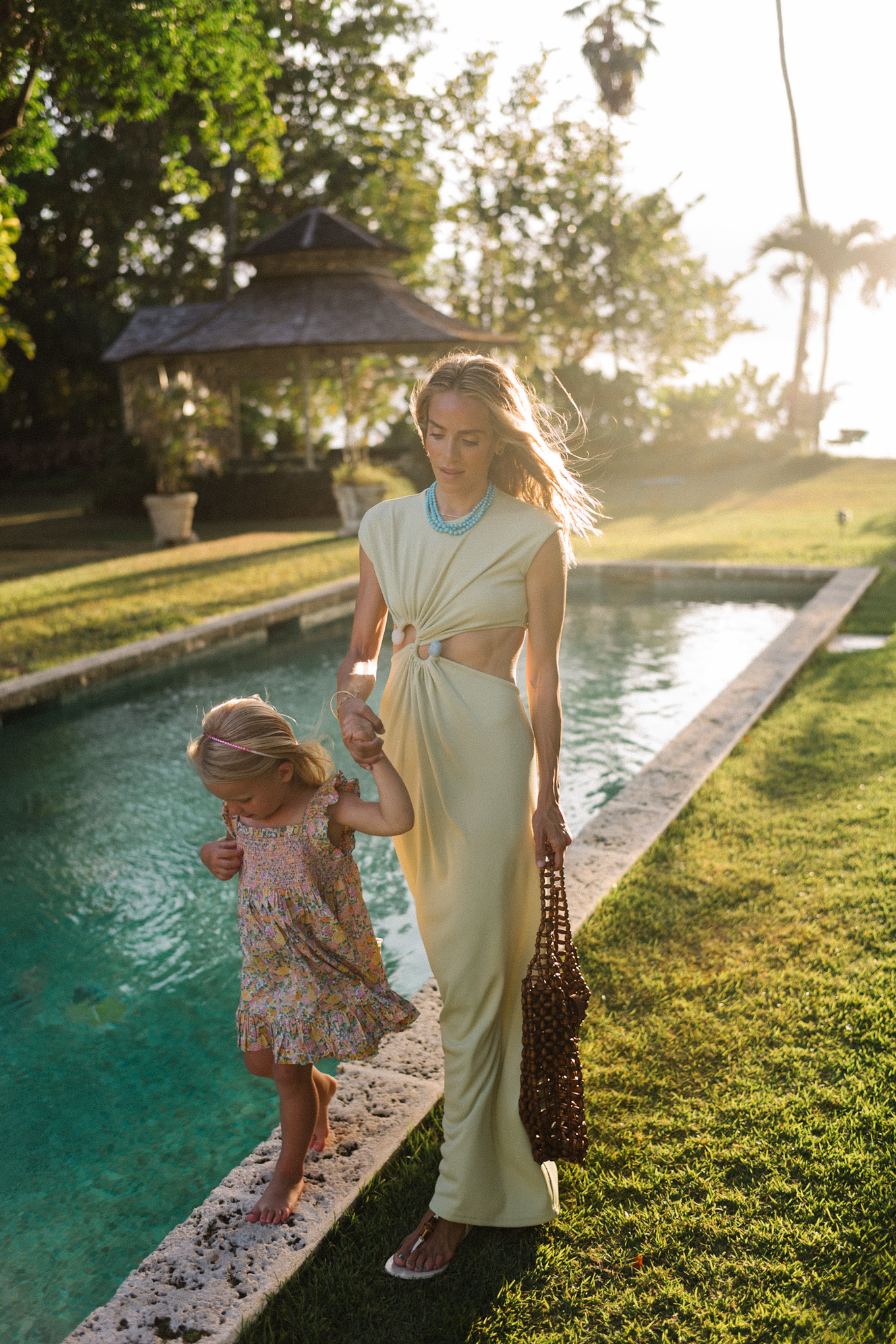 Coton vert -Maxi -Line Brown Woven Pocket Turquoise Collier