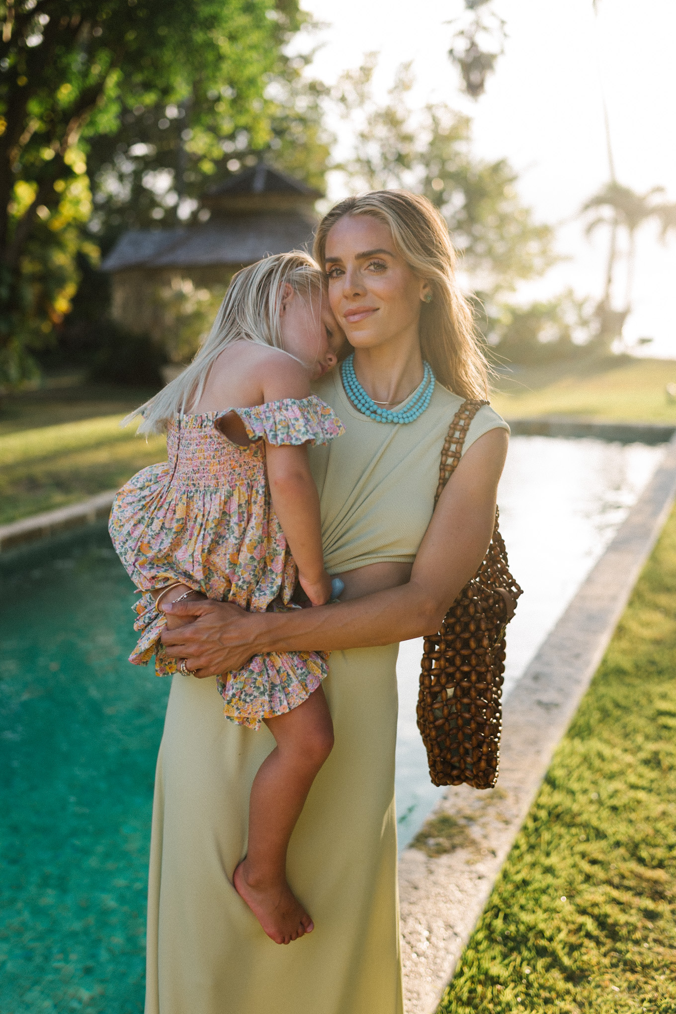 Coton vert -Maxi -Line Brown Woven Pocket Turquoise Collier