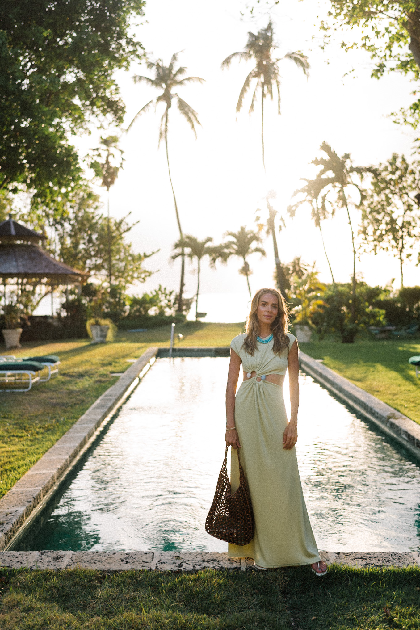 Coton vert -Maxi -Line Brown Woven Pocket Turquoise Collier