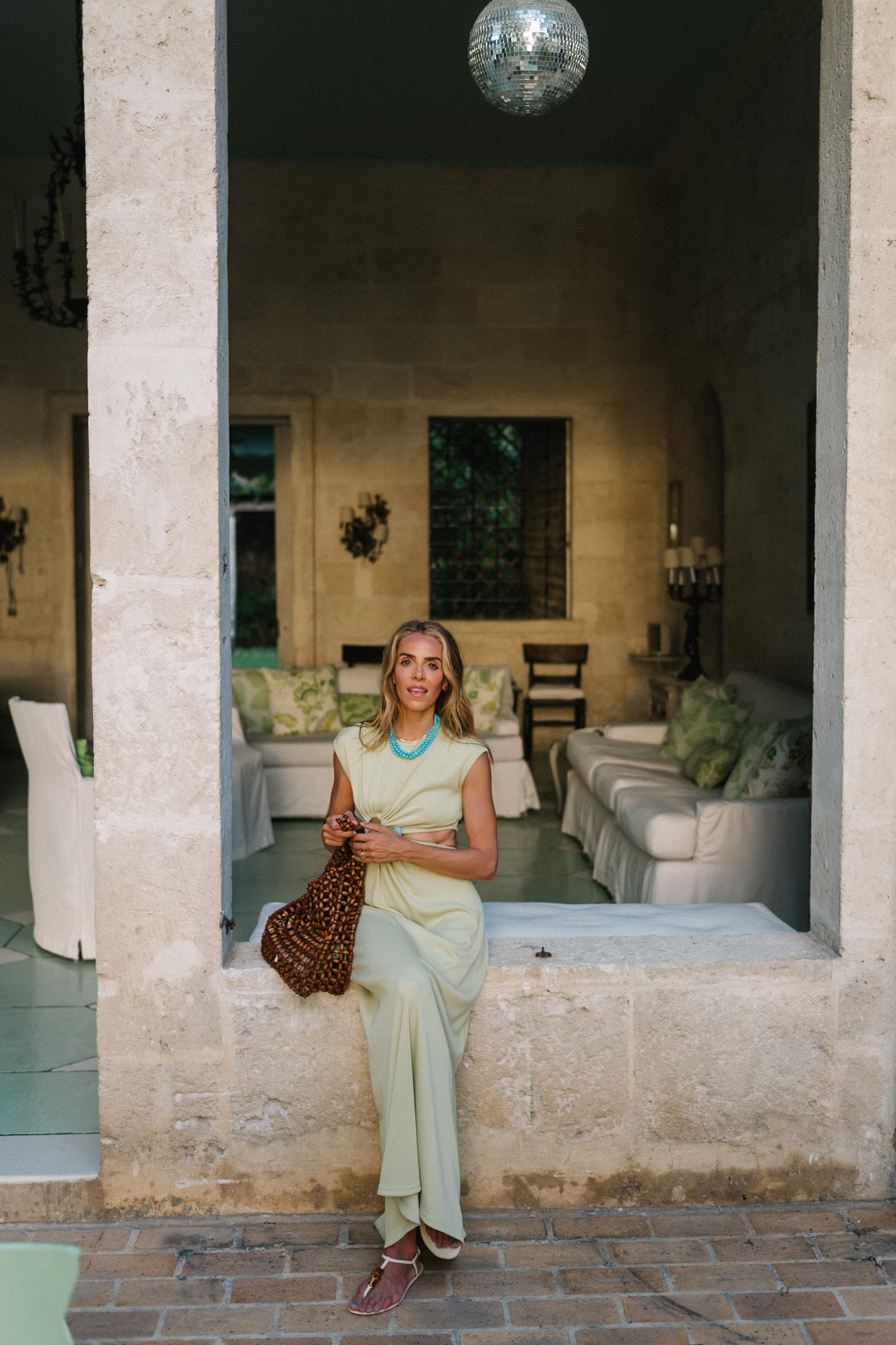 Coton vert -Maxi -Line Brown Woven Pocket Turquoise Collier