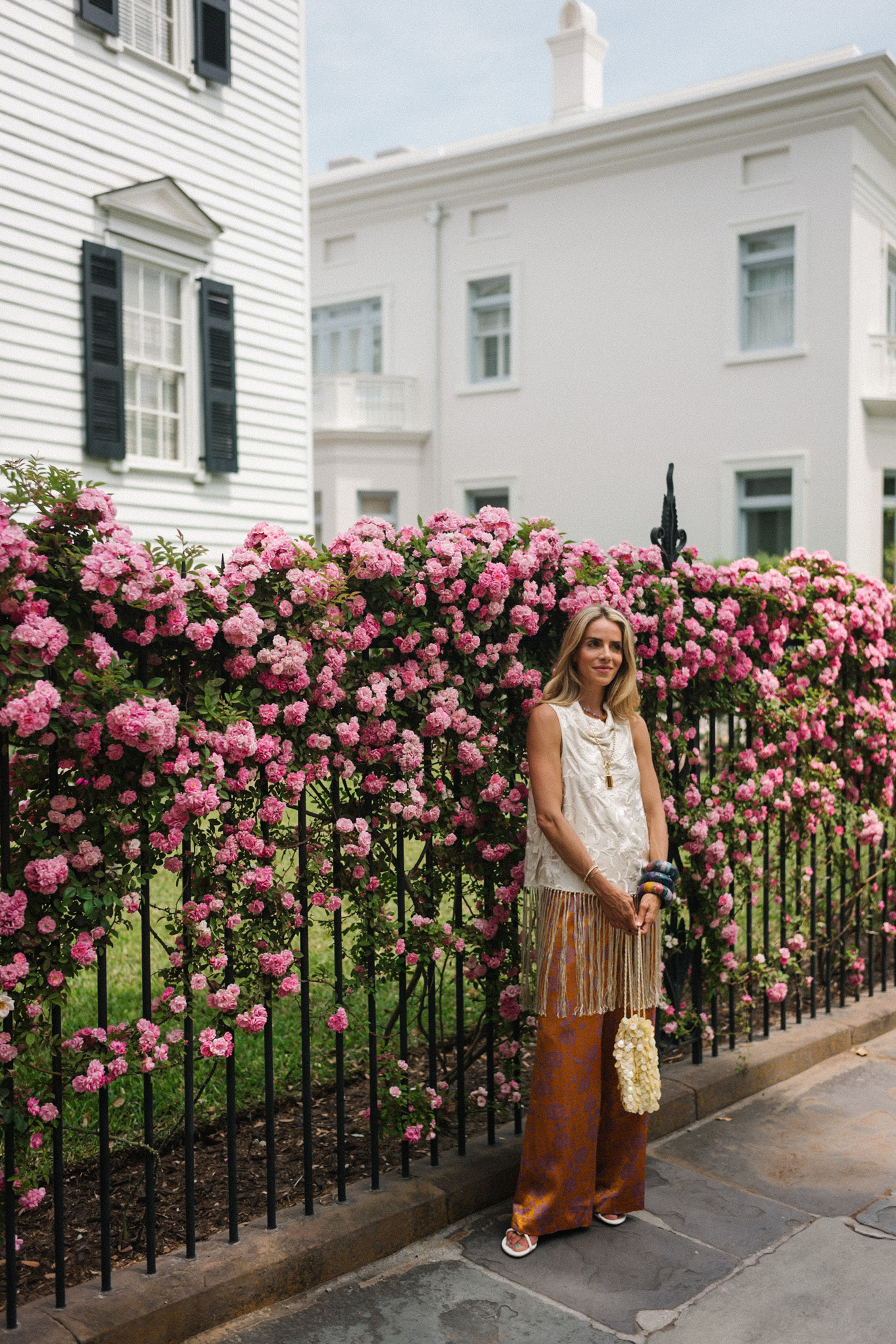 Réservoir de marge de soie blanche Bravo-pantalon de soie en orange brûlé