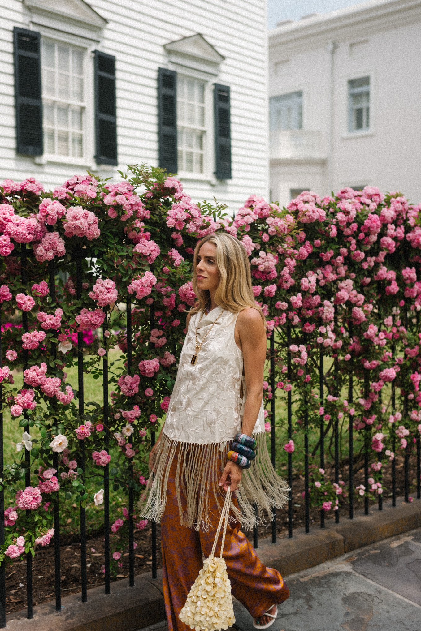 Réservoir de marge de soie blanche Bravo-pantalon de soie en orange brûlé