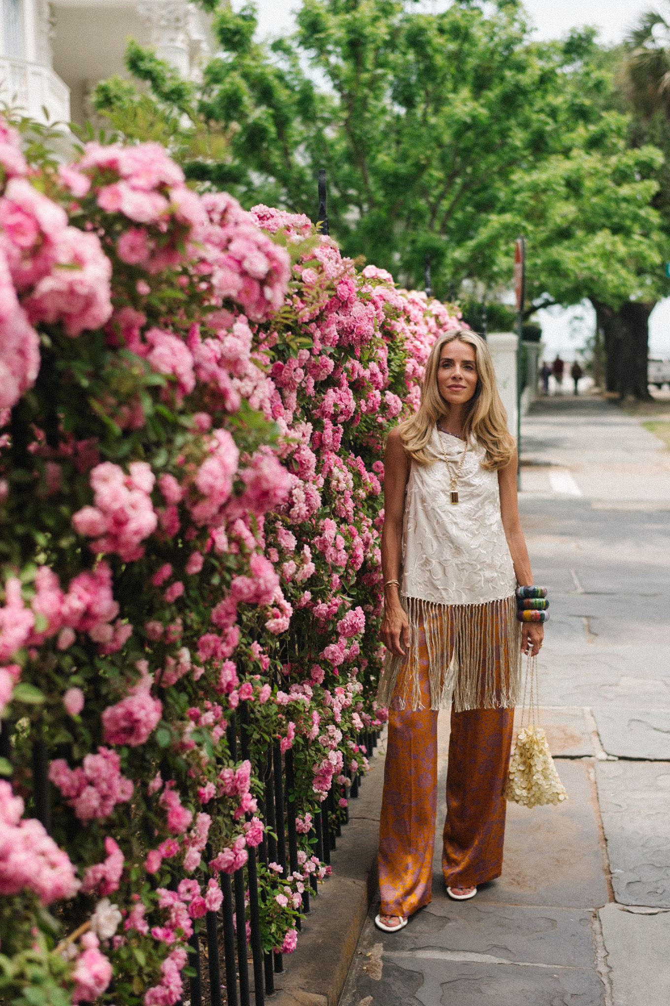 Réservoir de marge de soie blanche Bravo-pantalon de soie en orange brûlé