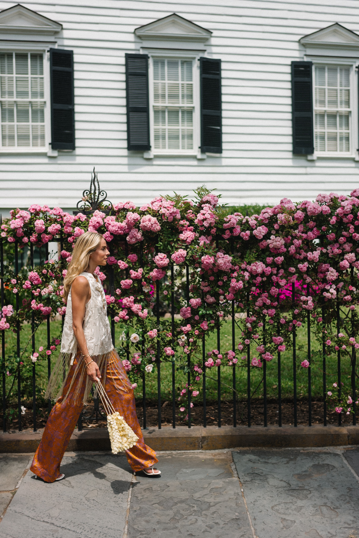 Réservoir de marge de soie blanche Bravo-pantalon de soie en orange brûlé