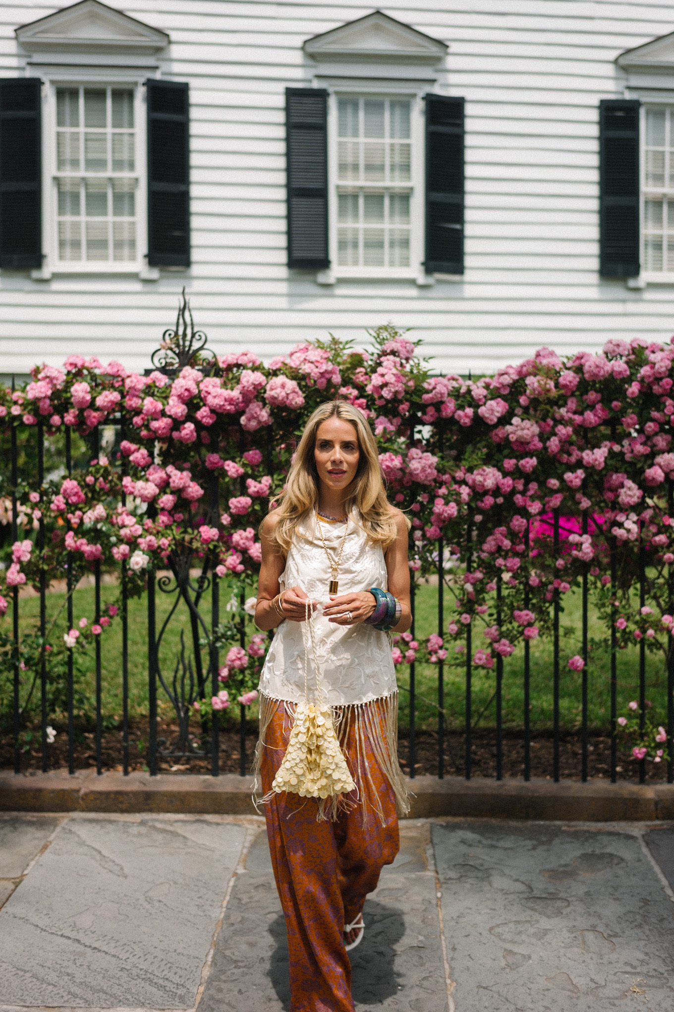 Réservoir de marge de soie blanche Bravo-pantalon de soie en orange brûlé