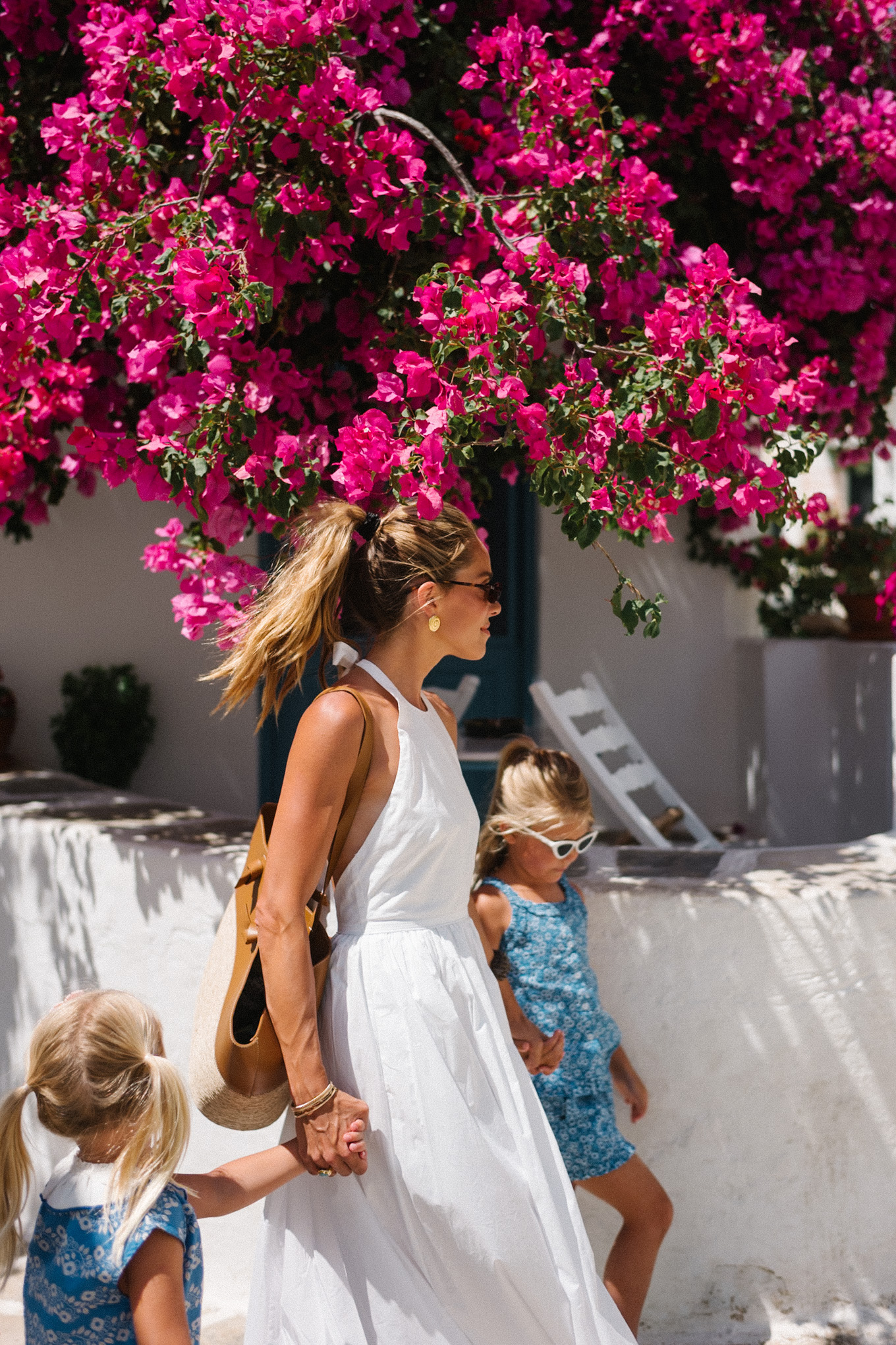 Halter blanc -Sundress -Traw and Leather Sac