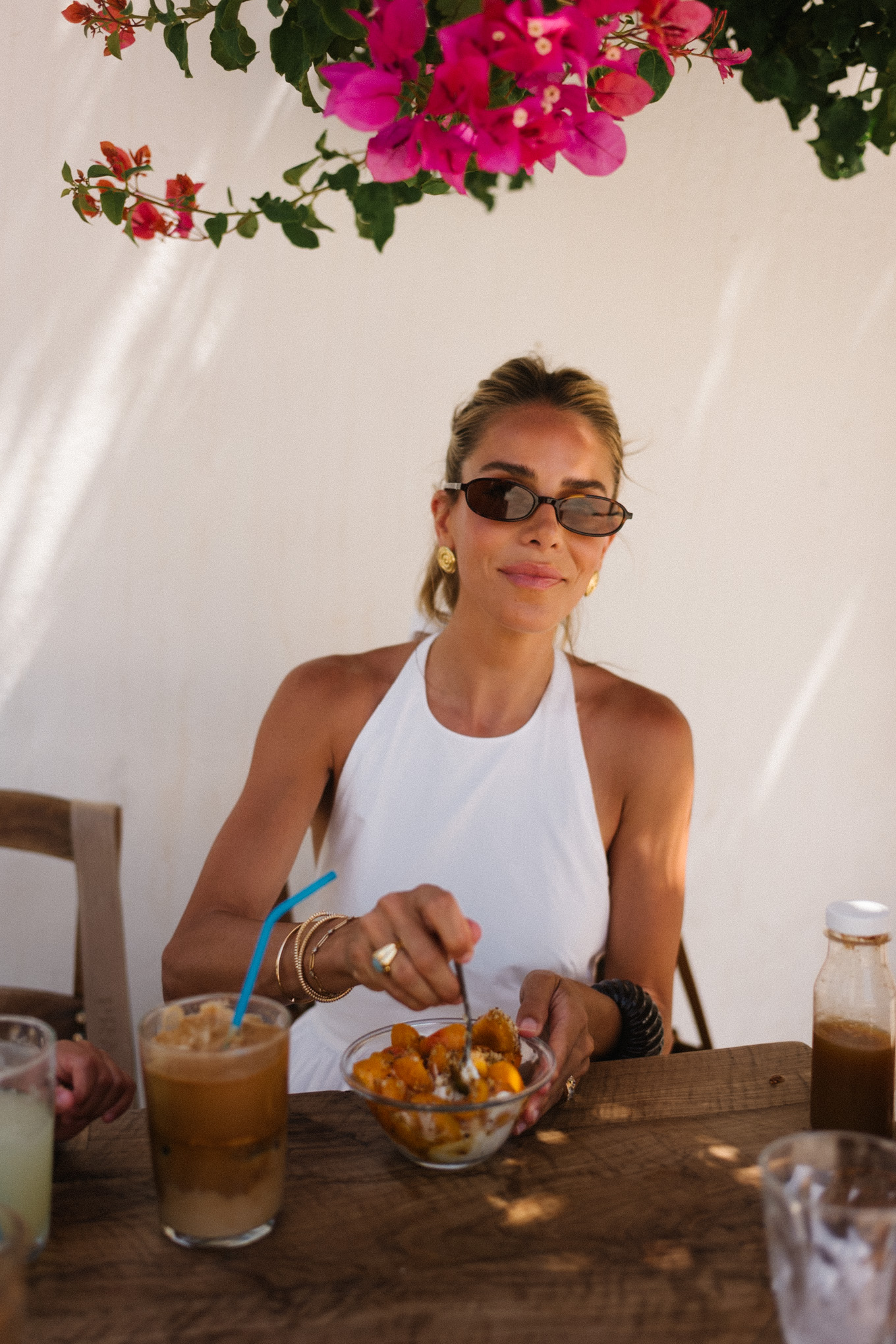 Halter blanc -Sundress -Traw and Leather Sac