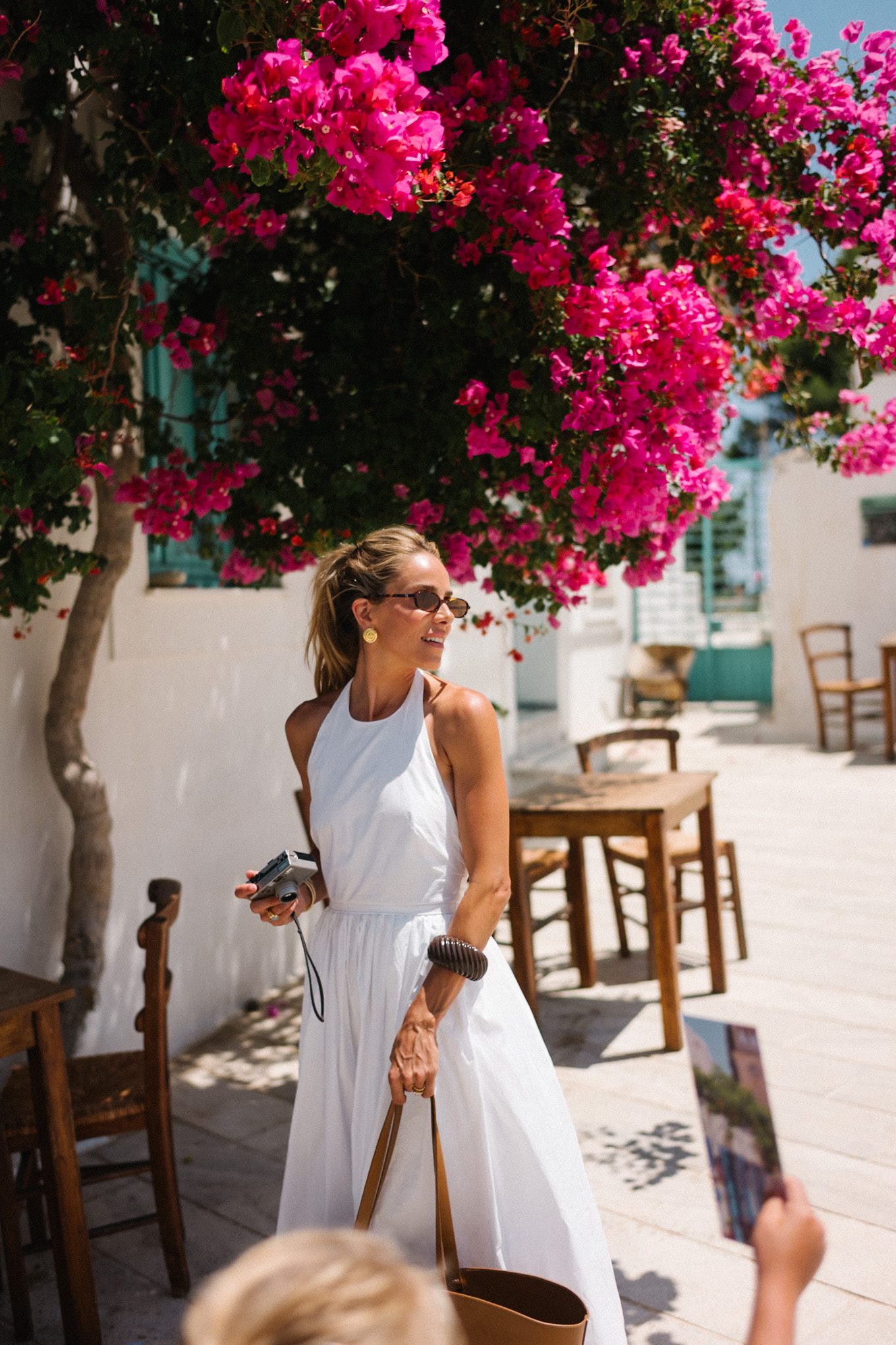 Halter blanc -Sundress -Traw and Leather Sac