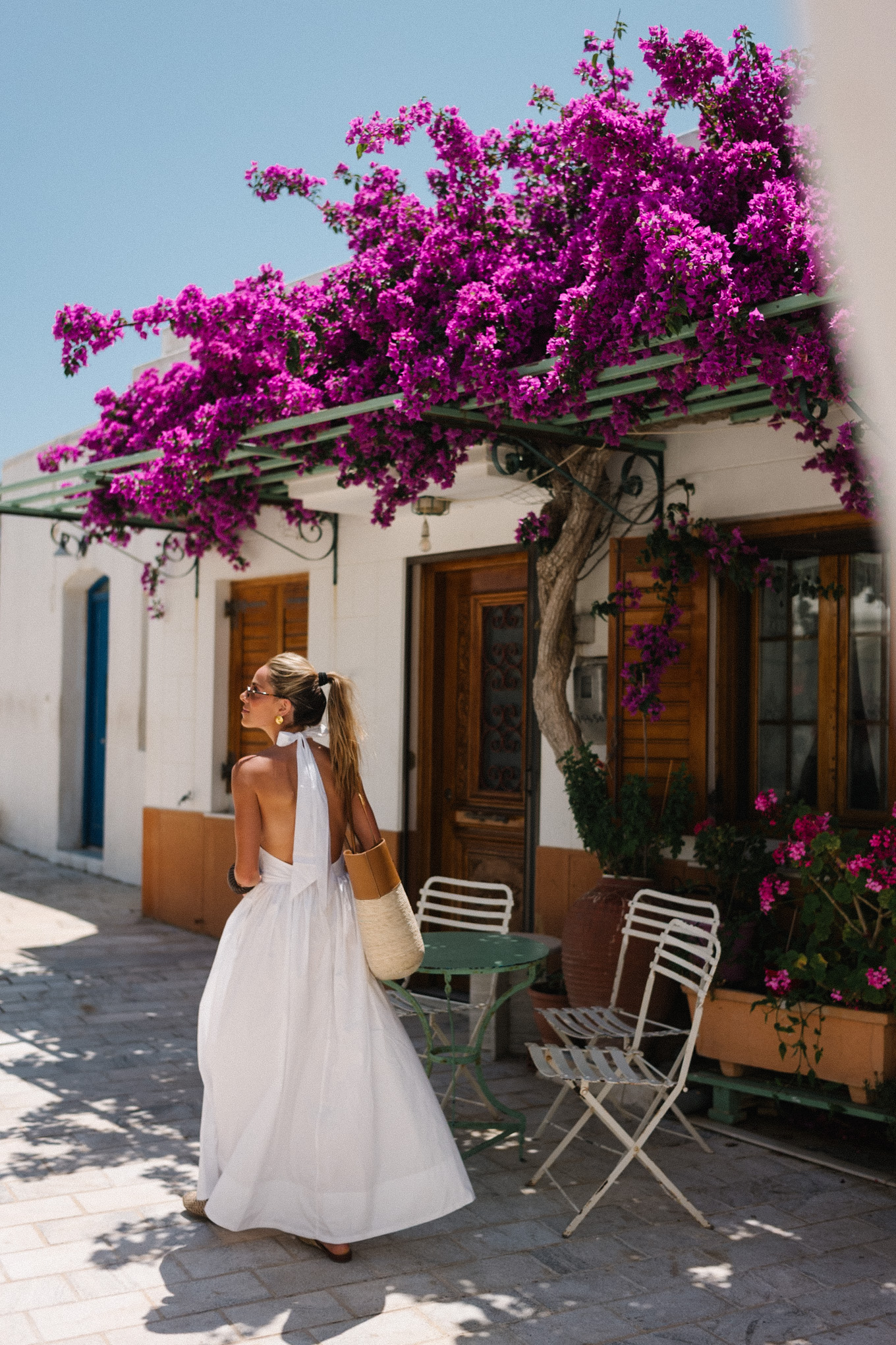 Halter blanc -Sundress -Traw and Leather Sac