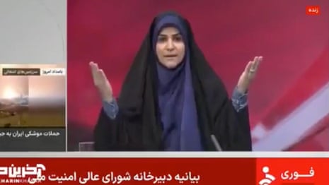 Israel strikes Iranian state TV studio during live broadcast – video
