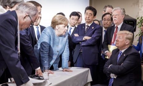 Donald Trump with other world leaders including Angela Merkel at the G7 in Canada in 2018
