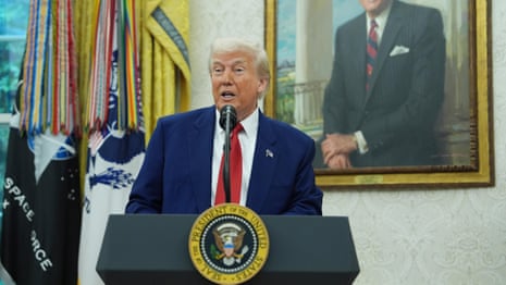 Trump lashes out at reporter over claim he 'chickens out' of tariffs – video