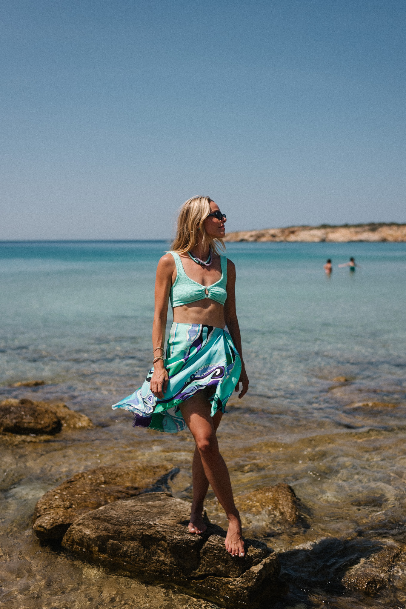 jupe de soie bikini turquoise avec de la soie