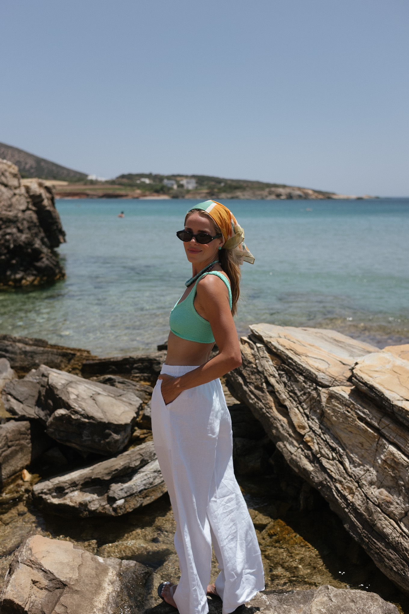 Turquoise Bikini White Beach Pantal