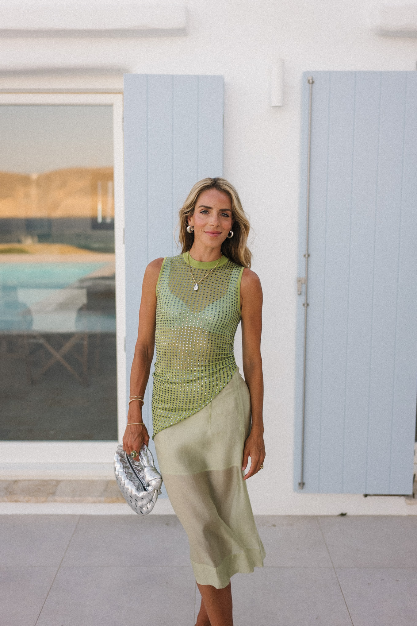 Green Asymétriquement Top Green Green MIDI ROCK BLANC