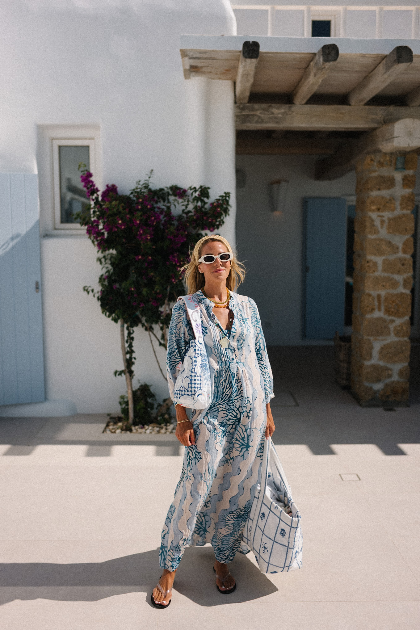 Blue blanc Cafan Raffia Band Lunettes de soleil blancs Blunes Bleu Bleu