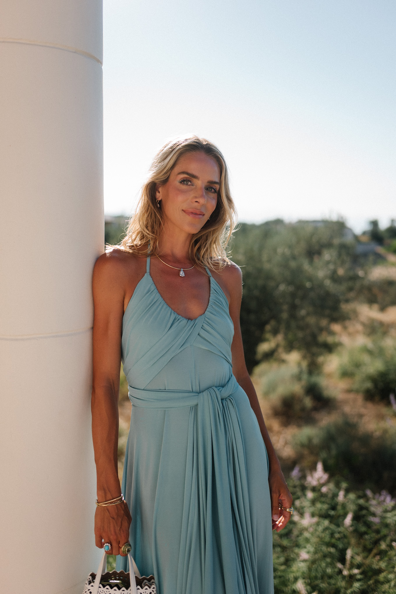 Solder turquoise Jersey Maxi Robe en cuir blanc en cuir en cuir blanc sandales en cuir blanc -Häpel -Sandaux