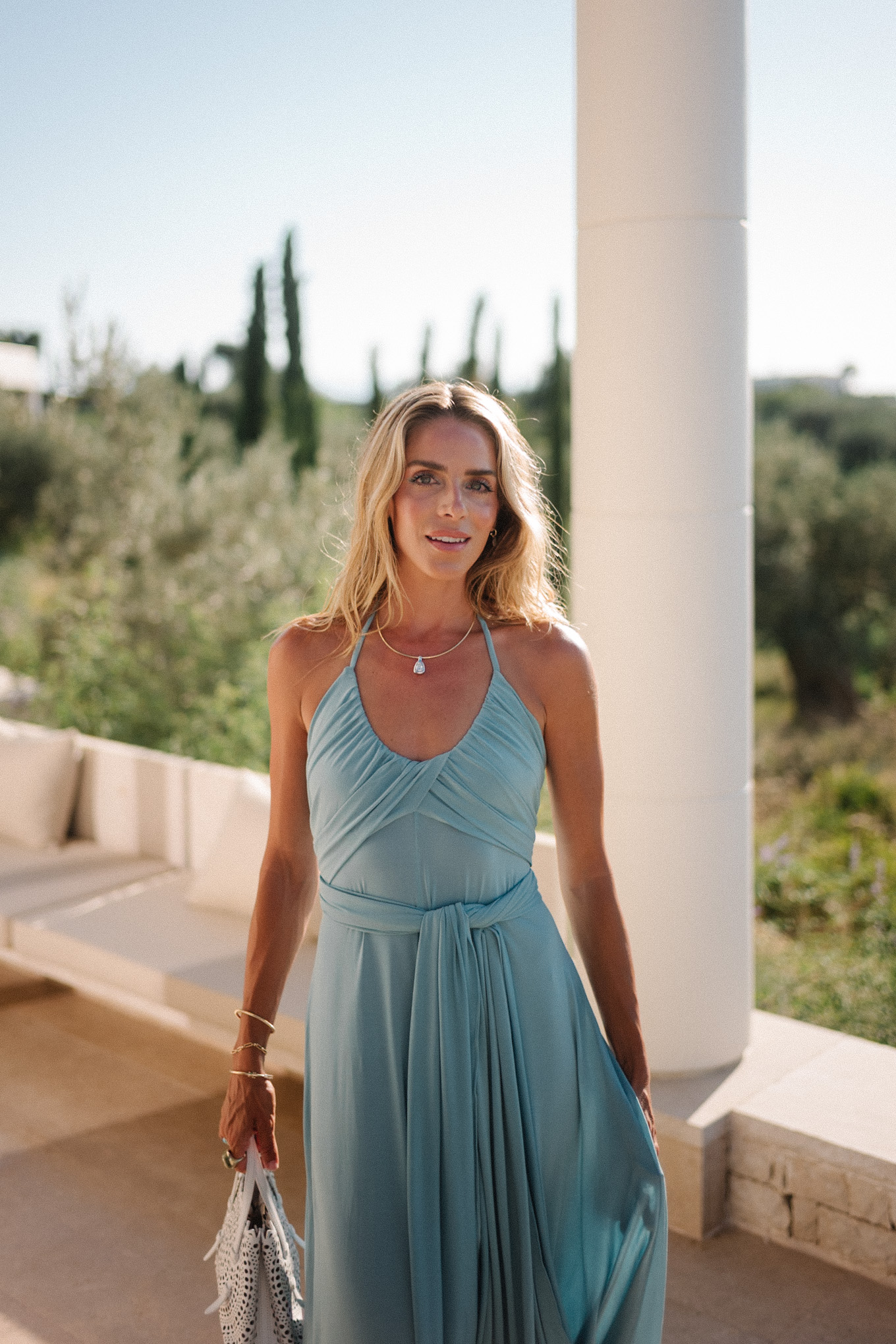 Solder turquoise Jersey Maxi Robe en cuir blanc en cuir en cuir blanc sandales en cuir blanc -Häpel -Sandaux