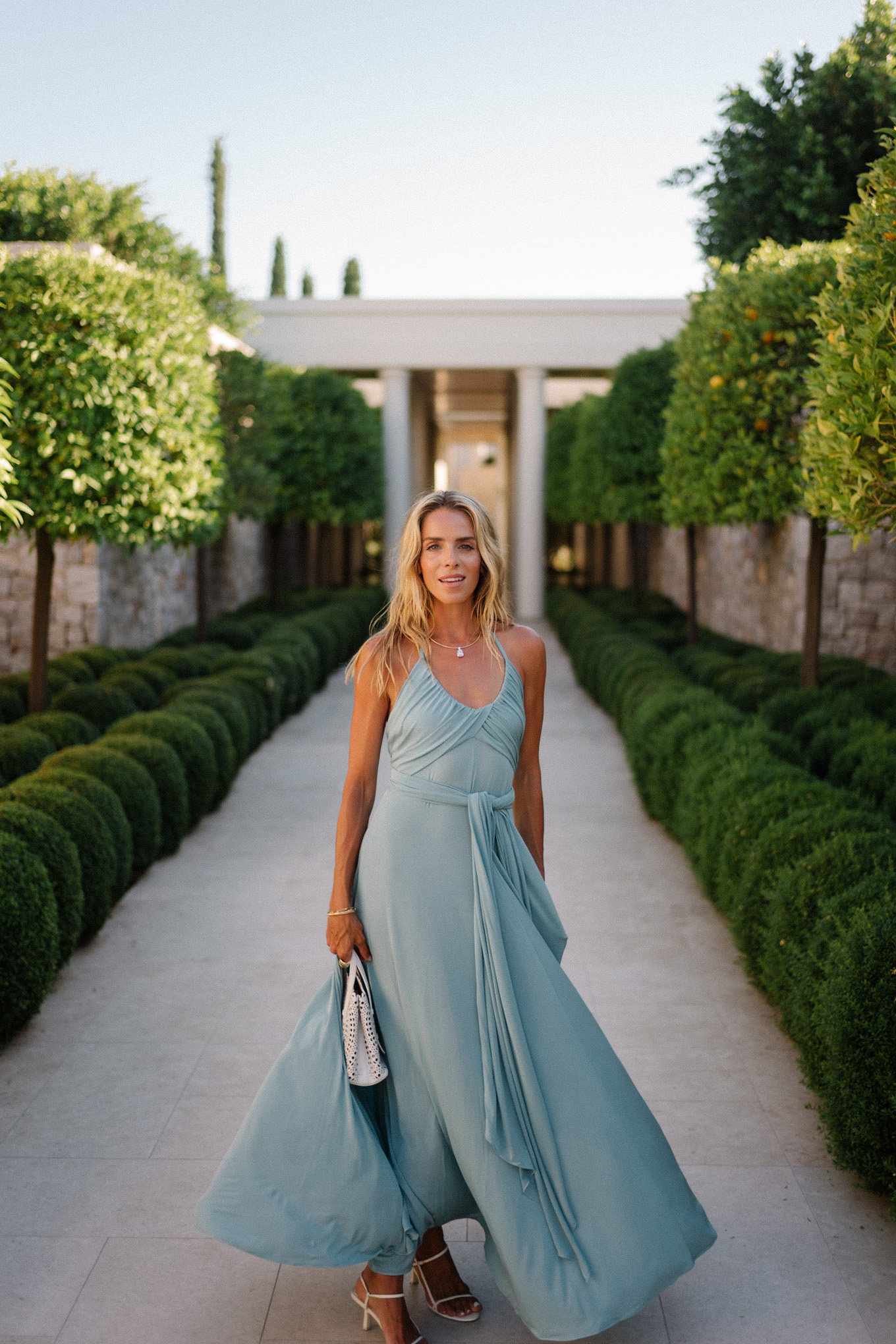 Solder turquoise Jersey Maxi Robe en cuir blanc en cuir en cuir blanc sandales en cuir blanc -Häpel -Sandaux