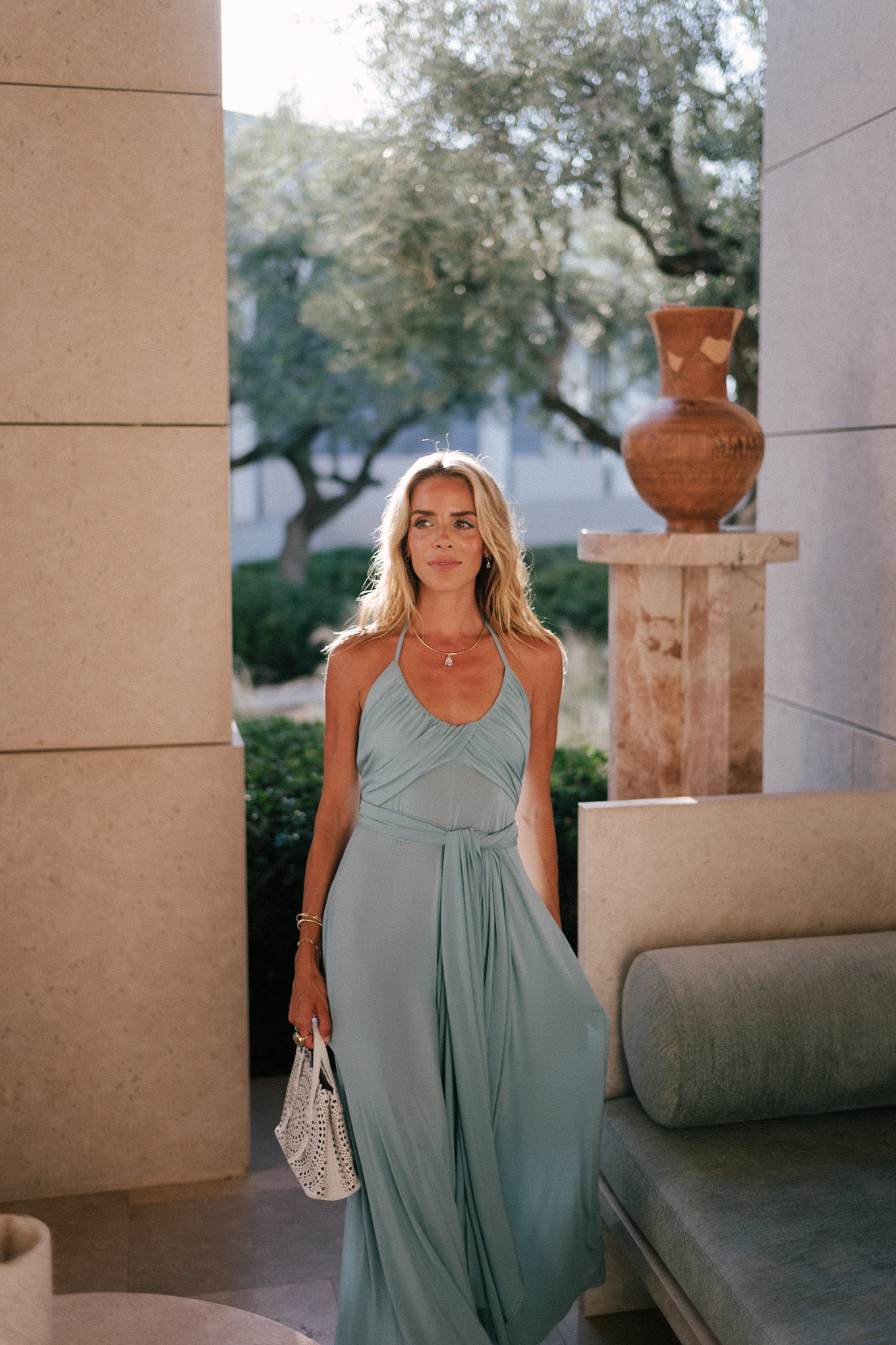 Solder turquoise Jersey Maxi Robe en cuir blanc en cuir en cuir blanc sandales en cuir blanc -Häpel -Sandaux