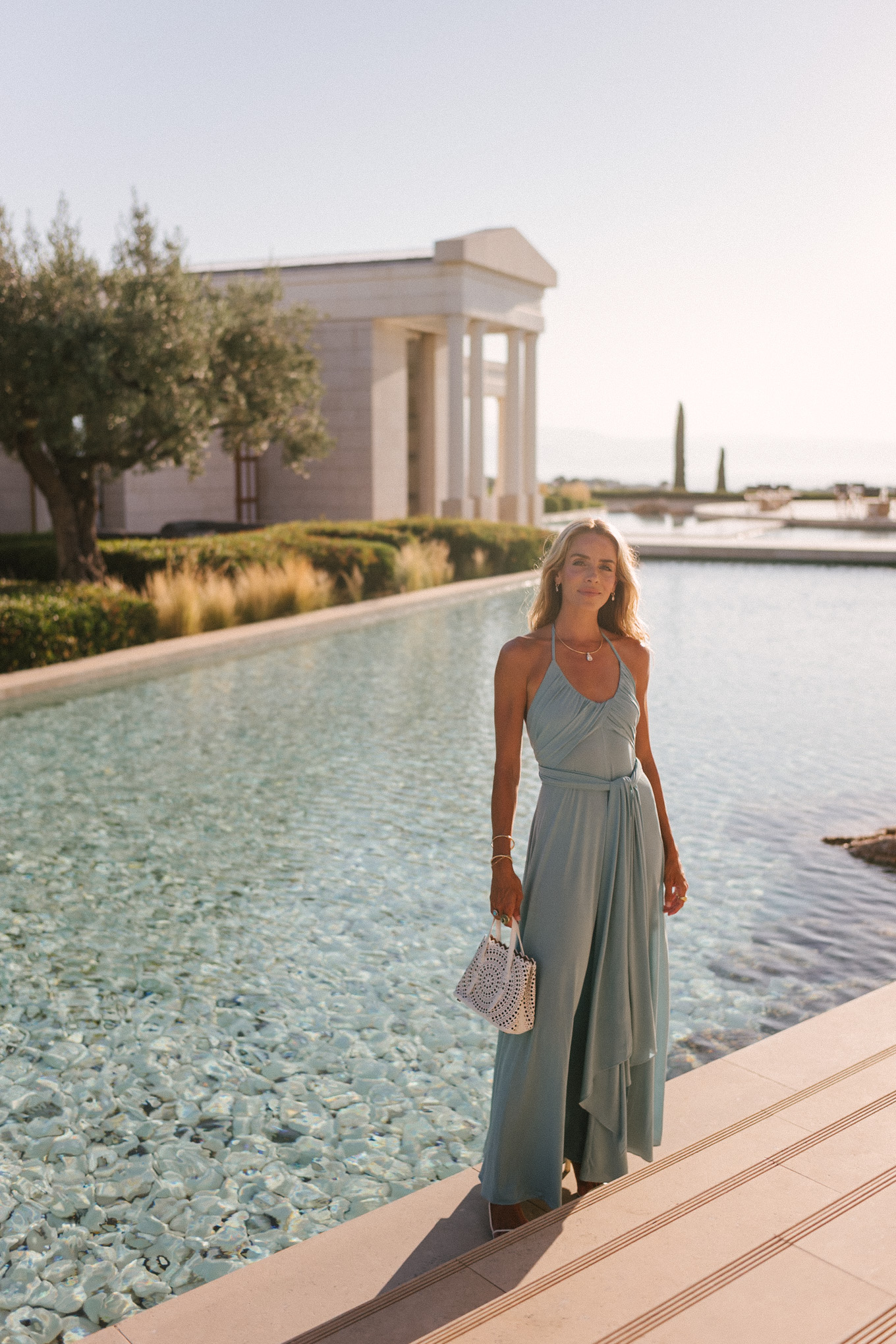 Solder turquoise Jersey Maxi Robe en cuir blanc en cuir en cuir blanc sandales en cuir blanc -Häpel -Sandaux