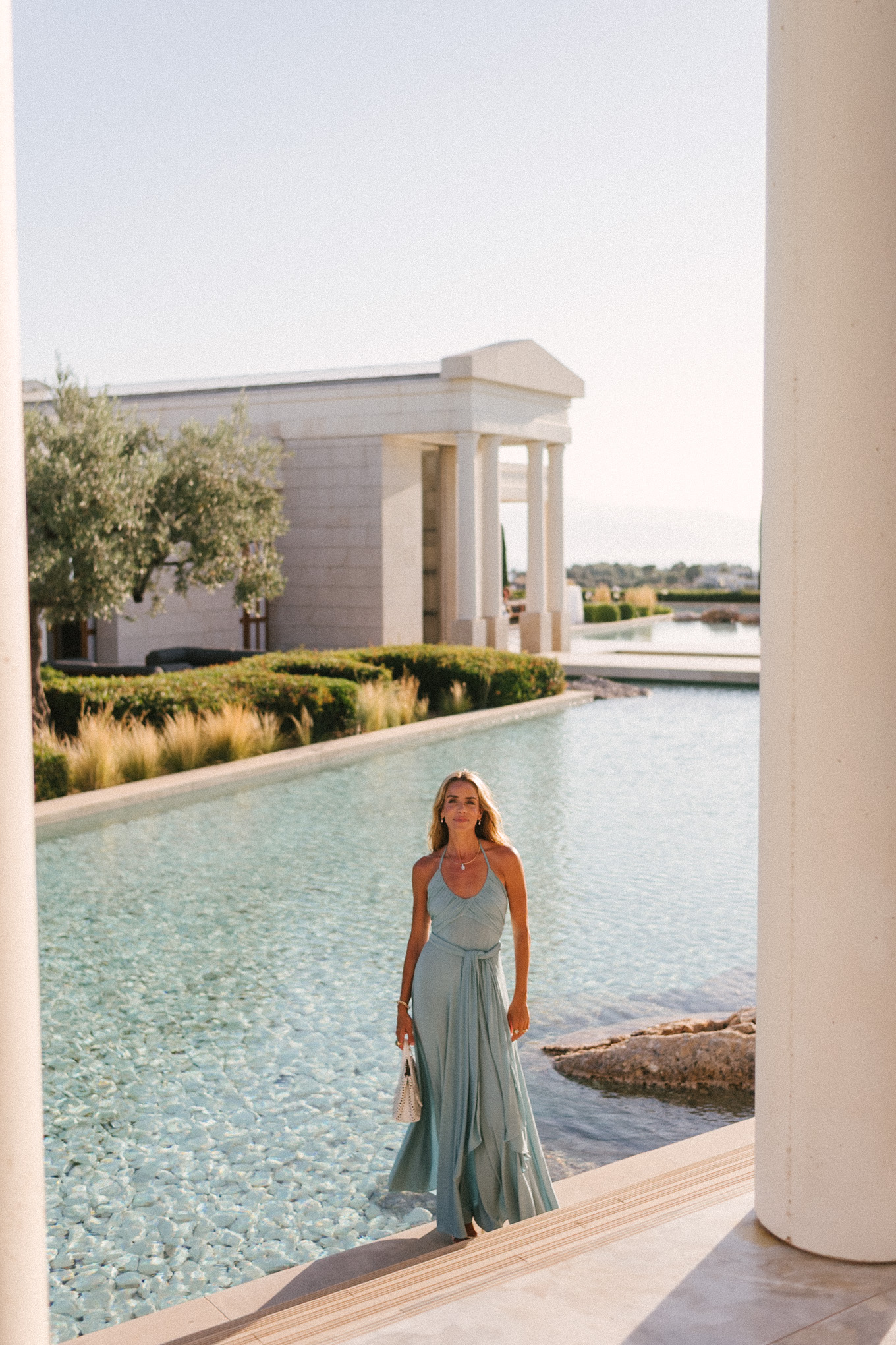 Solder turquoise Jersey Maxi Robe en cuir blanc en cuir en cuir blanc sandales en cuir blanc -Häpel -Sandaux