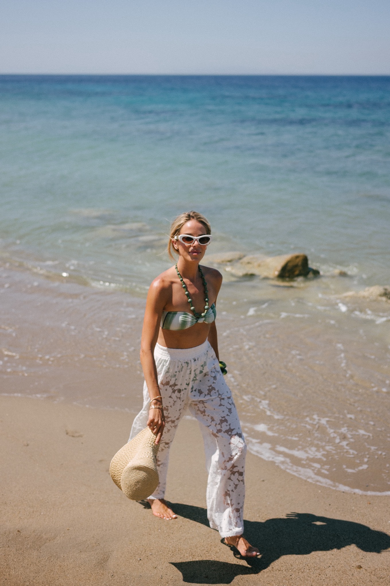 Pantalon en dentelle de largeur de nage verte