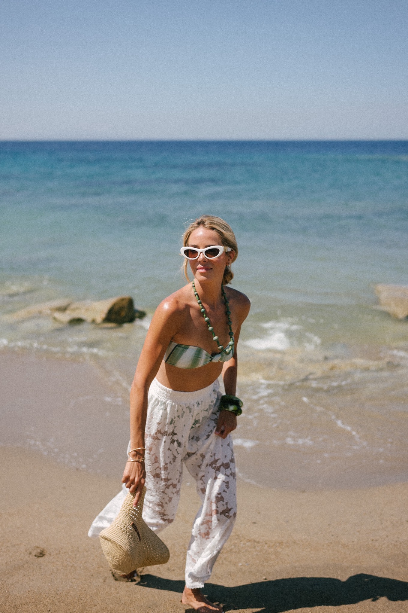 Pantalon en dentelle de largeur de nage verte