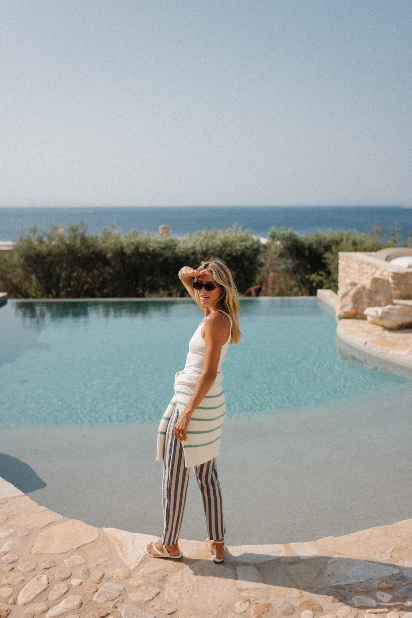 Pantalage à rayures blanches à rayures