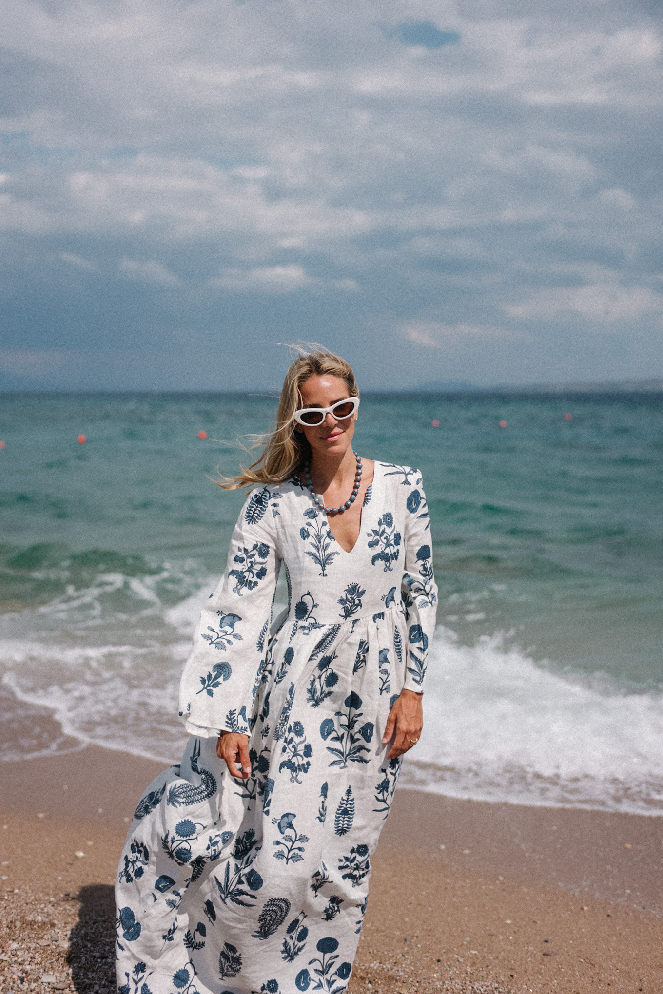 Blanc Blue Blue Beach Cafan Lunettes de soleil blanches