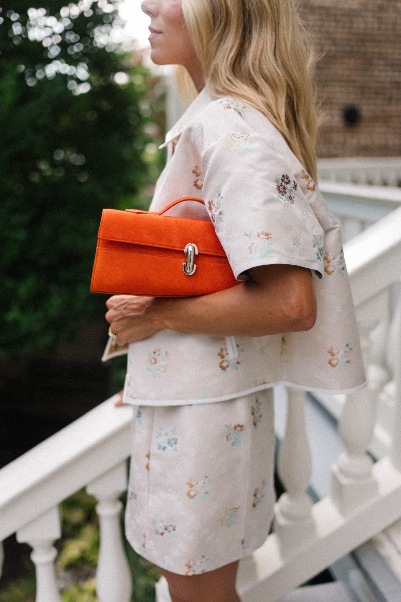 Chemise de chemise collée set rock sac orange plaid bh top coloré pompes