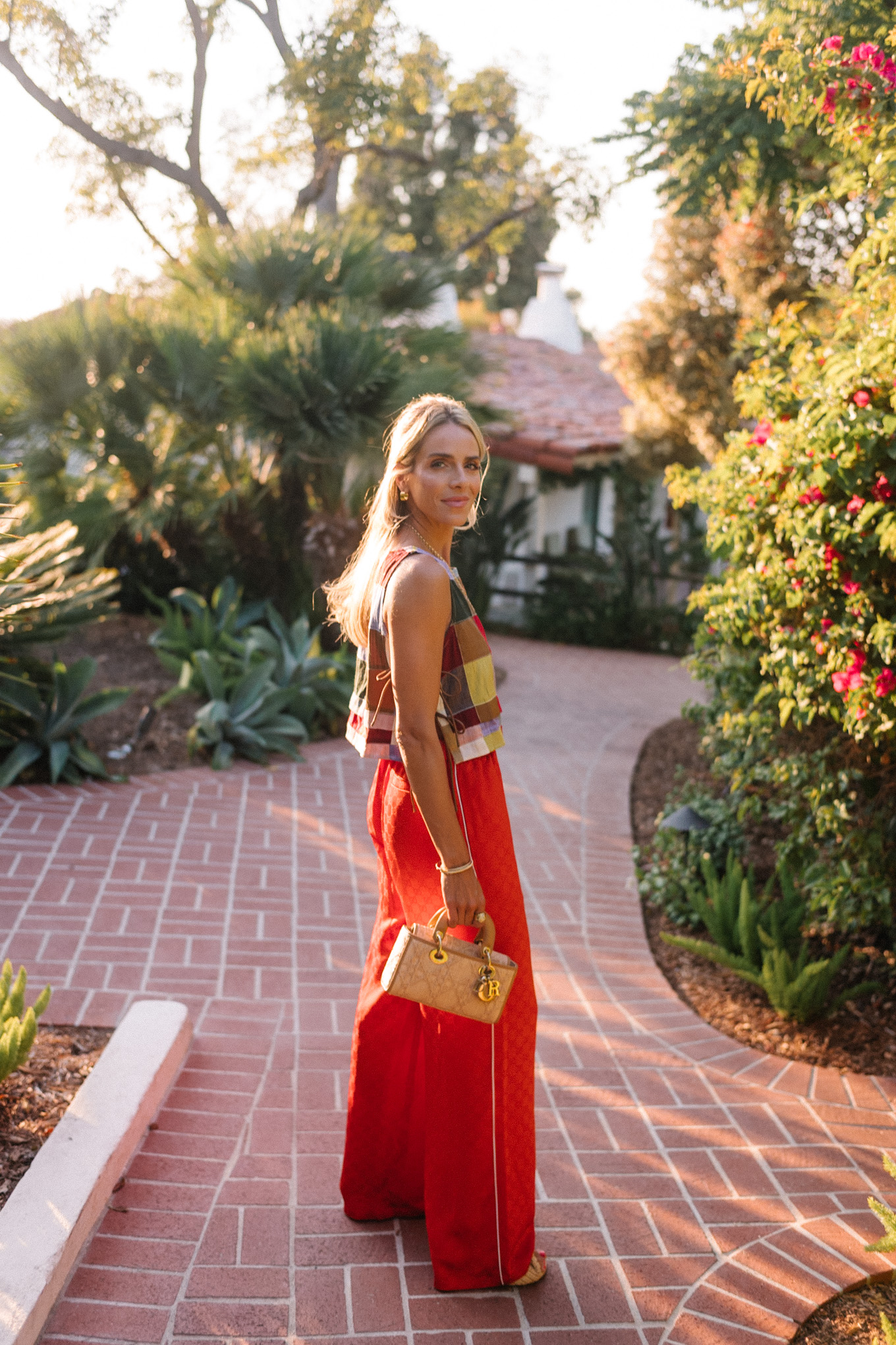 Rainbow Color Block Tank Red Silk Pantal