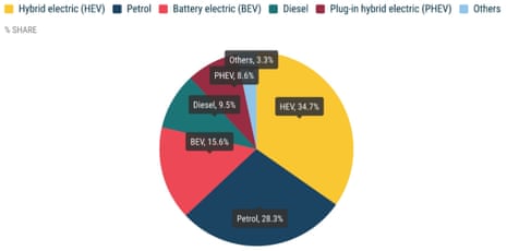 Ein Kreisdiagramm, das den europäischen Autoverkauf zeigt