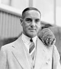herbert sutcliffe with some kind of guinea-pig type animal on his shoulder