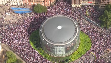 Aerial footage shows scale of 'unite the kingdom' rally – video