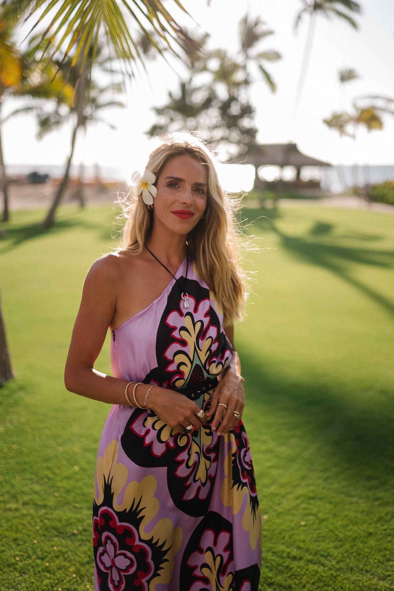 Robe maxi de la soie florale Lila