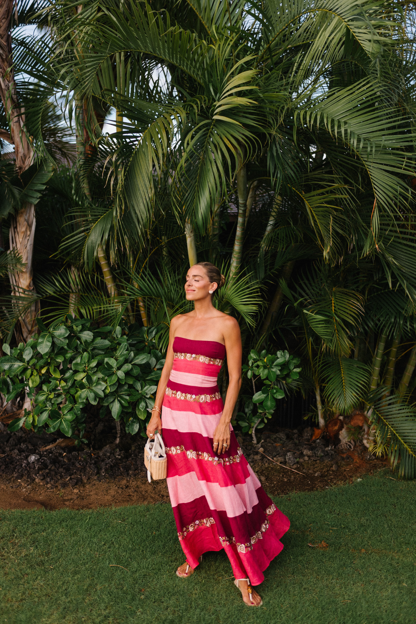 robe maxi à rayures roses