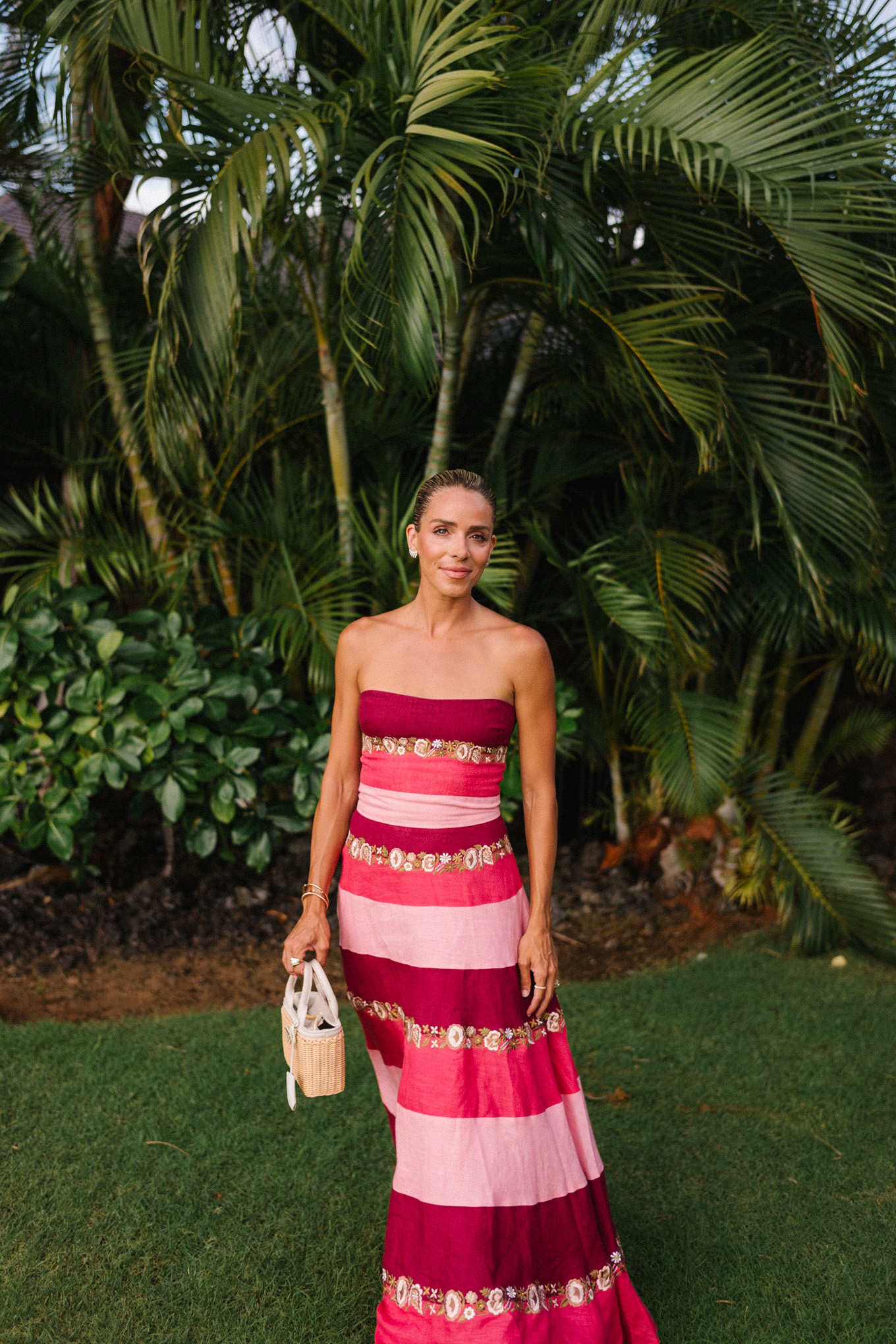 robe maxi à rayures roses