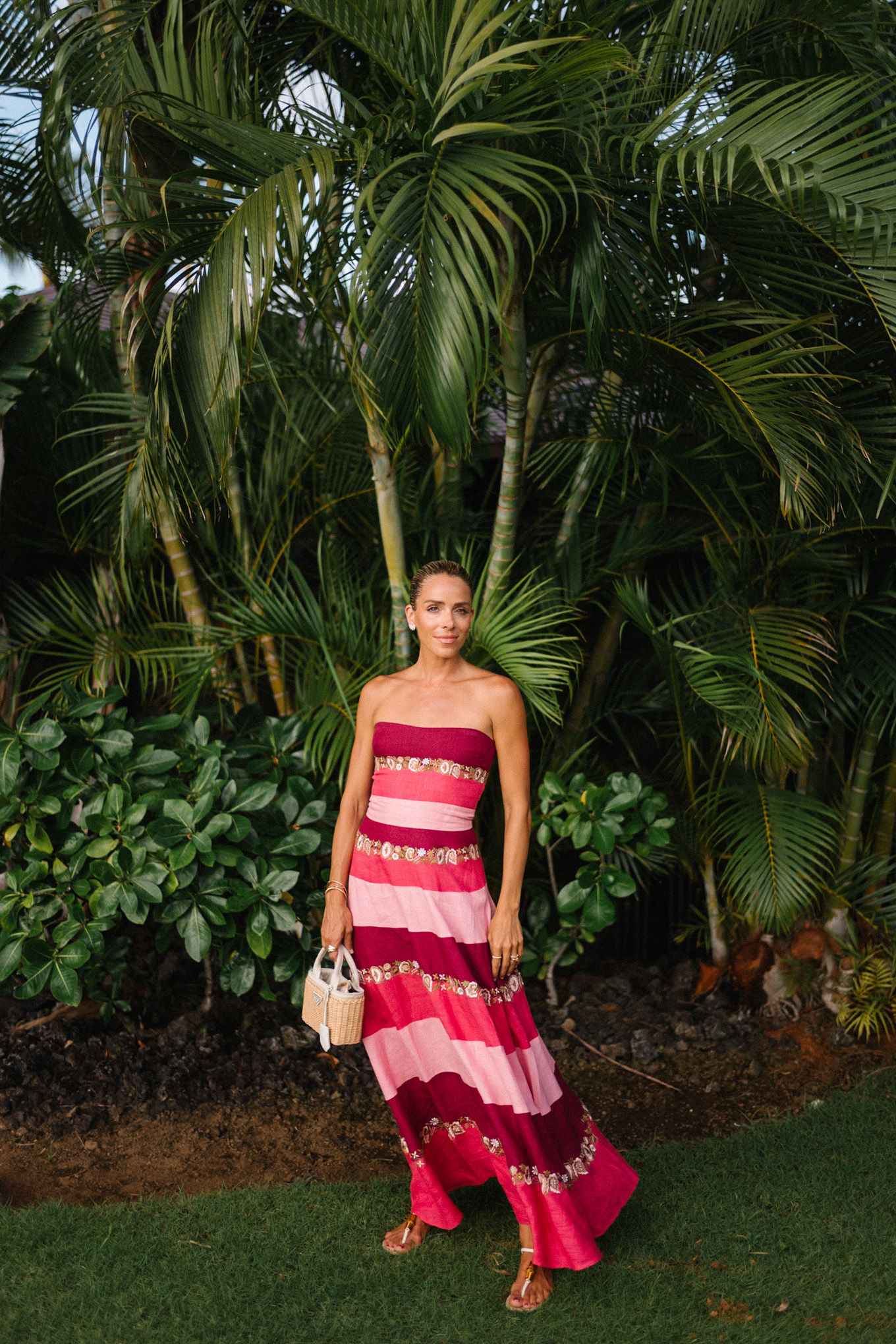 robe maxi à rayures roses