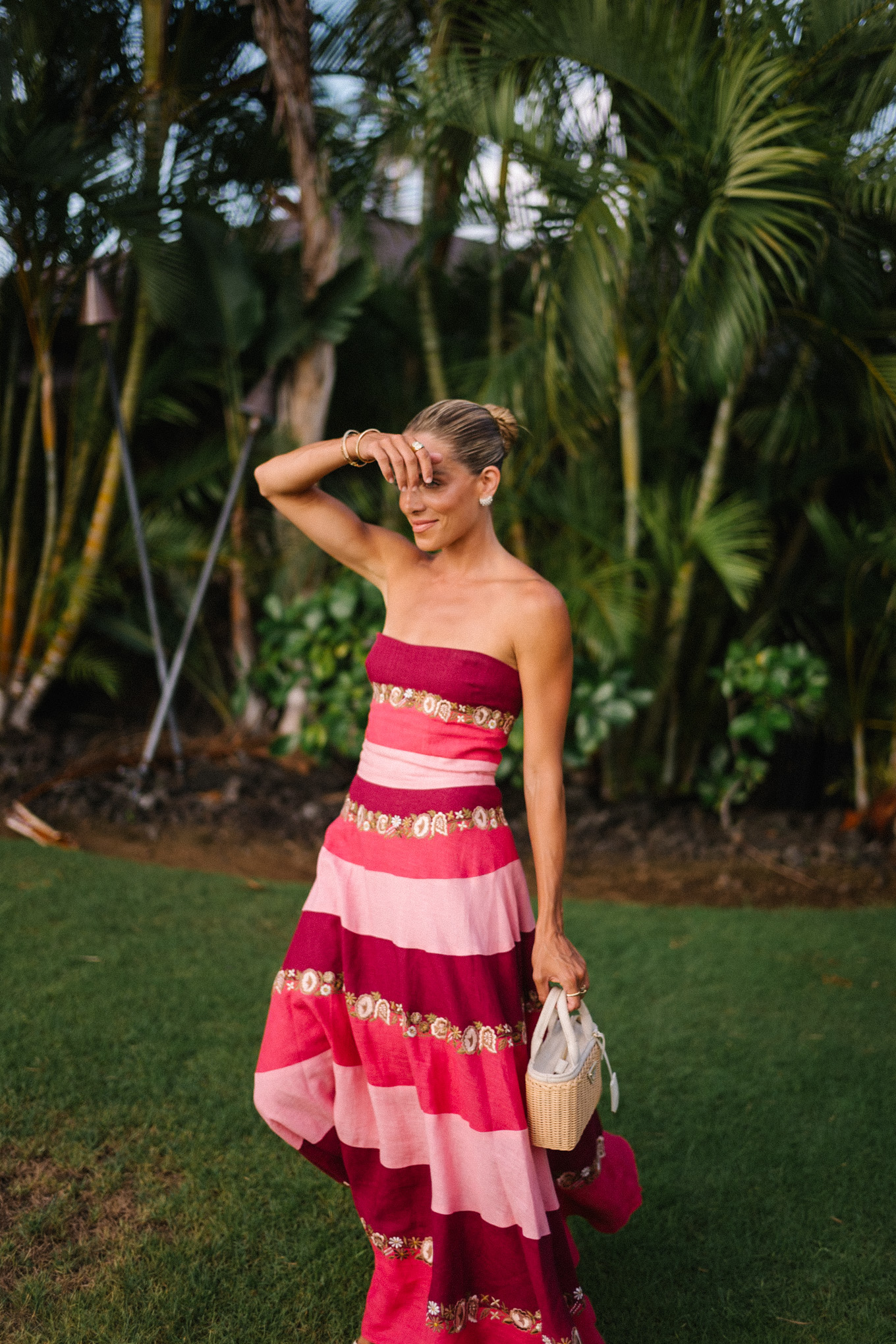 robe maxi à rayures roses