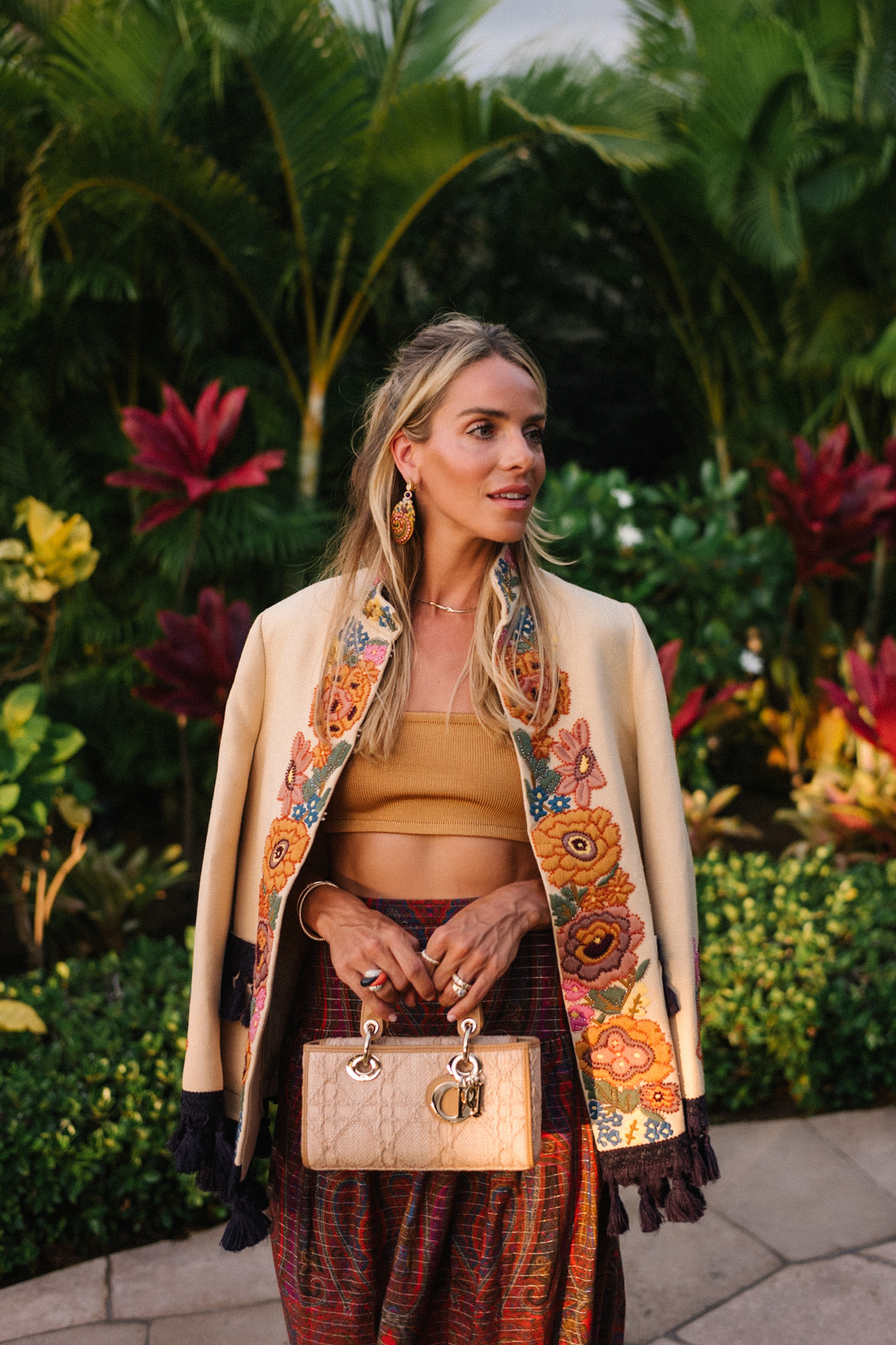 Veste brodée Paisley Maxi Rock Gold Tank Cropped