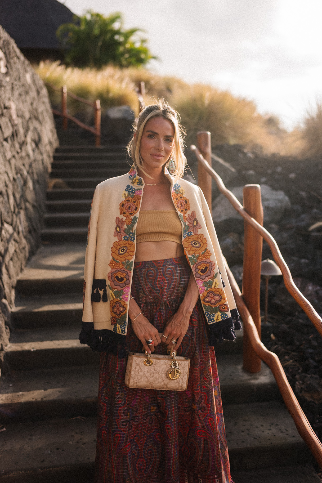 Veste brodée Paisley Maxi Rock Gold Tank Cropped
