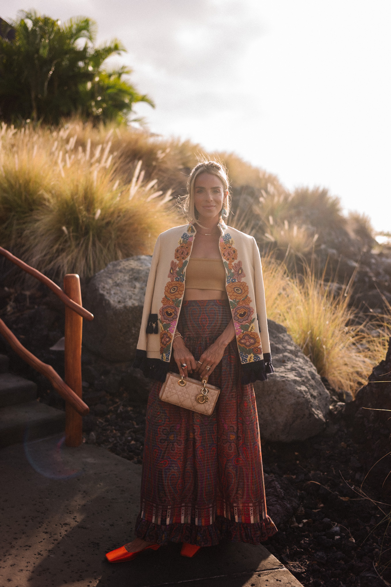 Veste brodée Paisley Maxi Rock Gold Tank Cropped